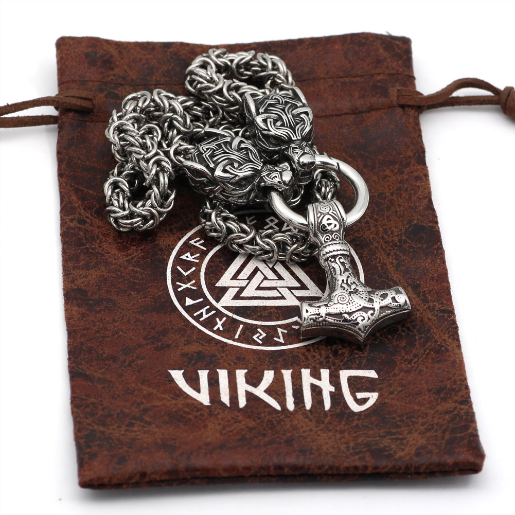 Collier viking loups Mjolnir — vue 2