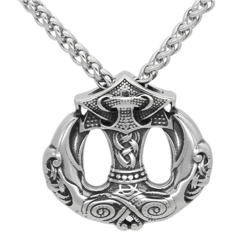 Collier viking marteau corbeaux d'odin
