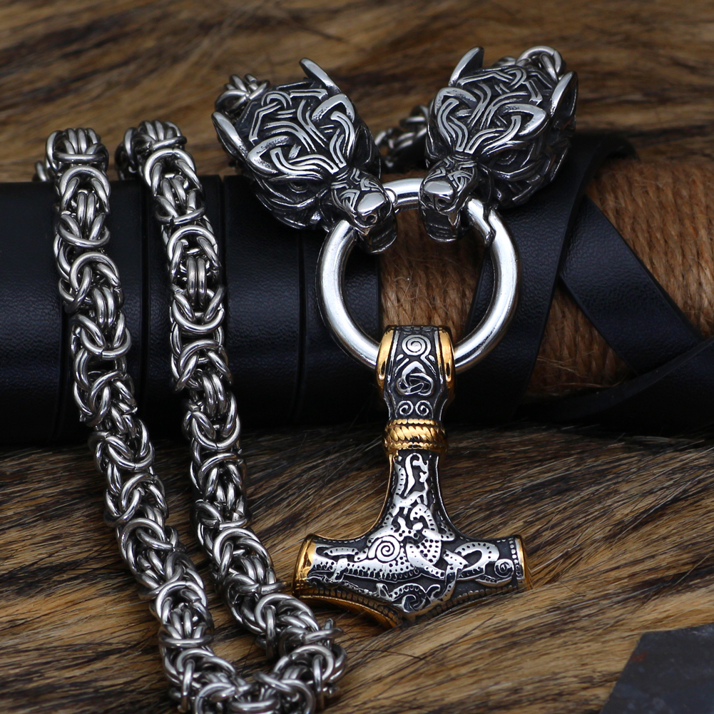 Collier viking protection de Freki et Geri mixte