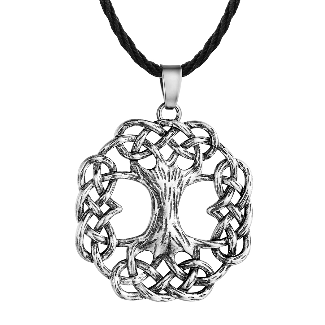 Collier viking racines d'Yggdrasil argenté