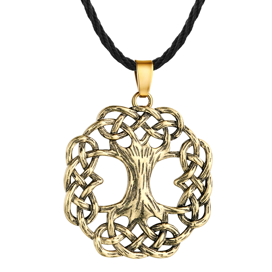 Collier viking racines d'Yggdrasil doré