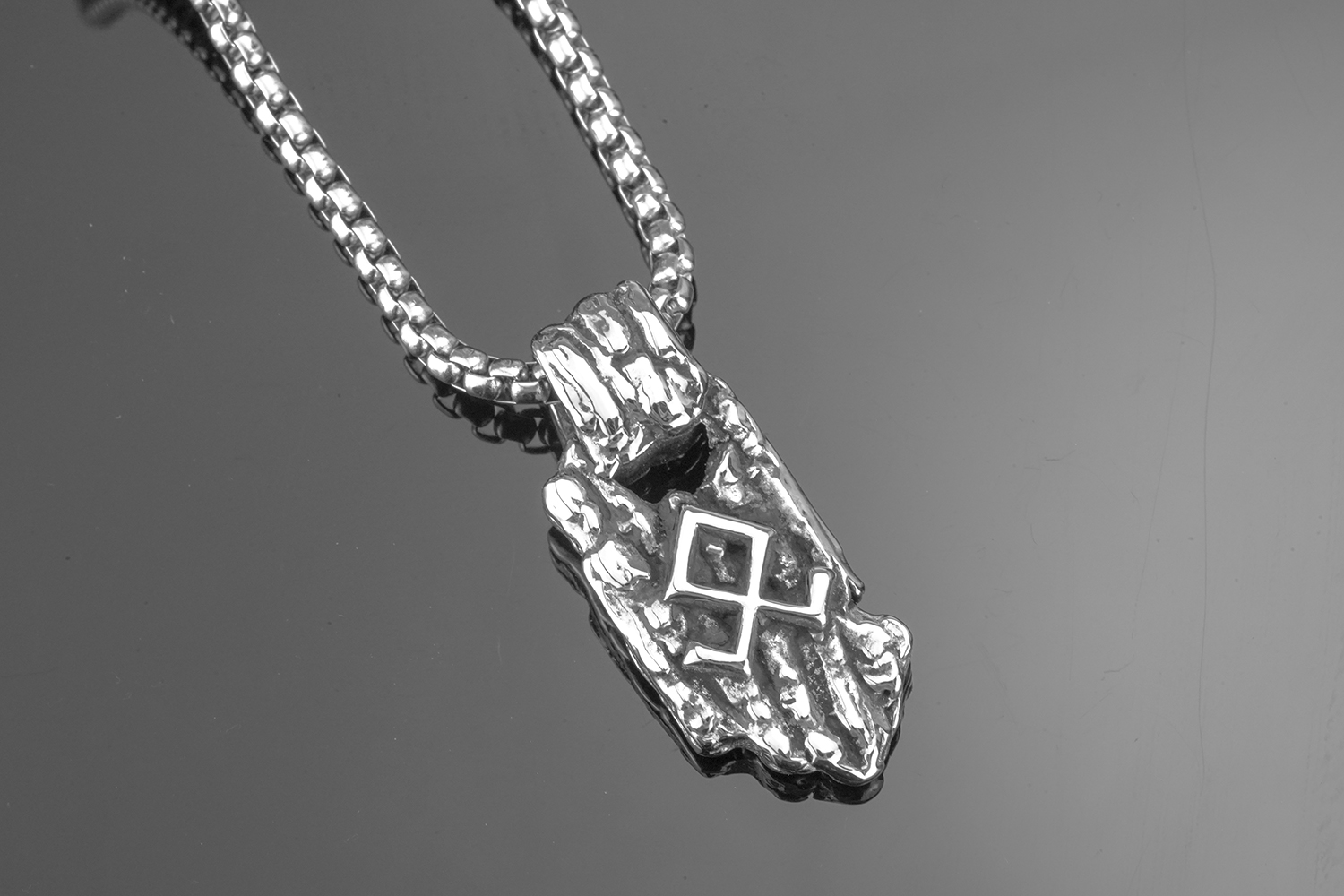 Collier viking rune Othala argenté