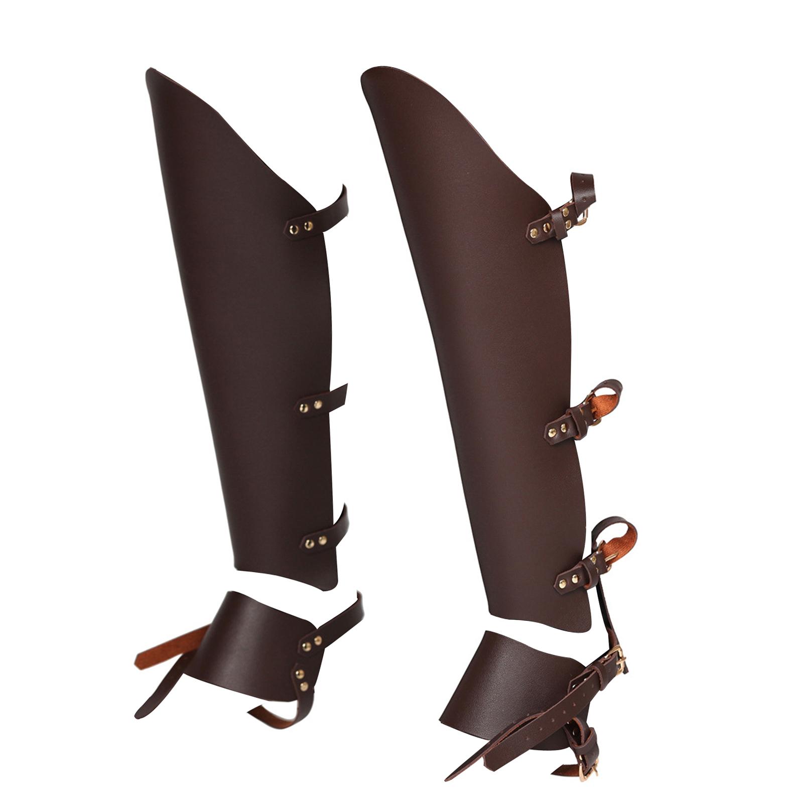 Déguisement viking Couvre-bottes en cuir marron