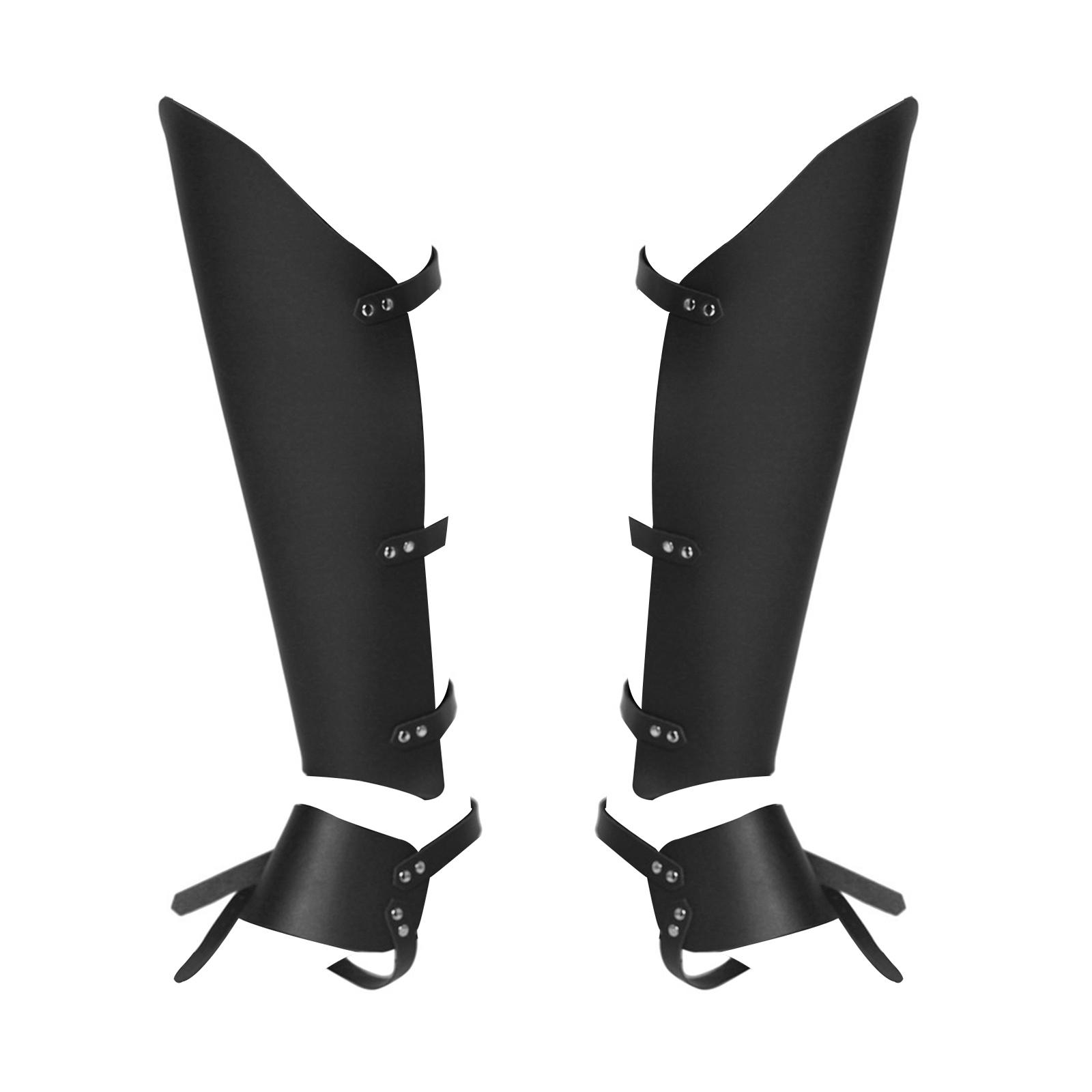 Déguisement viking Couvre-bottes en cuir noir