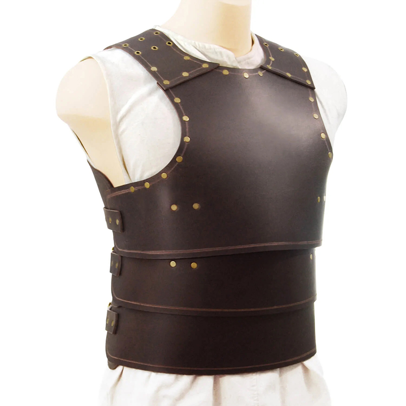 Déguisement viking Gilet en cuir marron