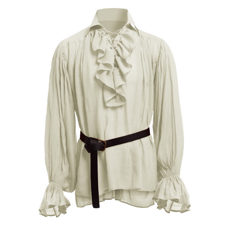 Déguisement viking chemise volants en Y Beige
