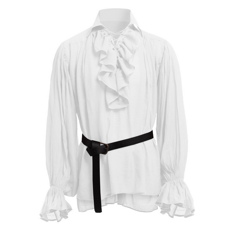 Déguisement viking chemise volants en Y blanc