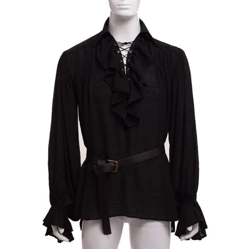 Déguisement viking chemise volants en Y noir