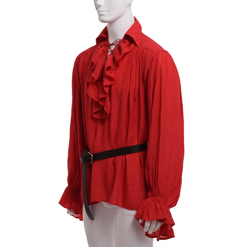 Déguisement viking chemise volants en Y rouge