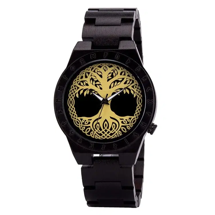 Montre en Bois foncé Yggdrasil