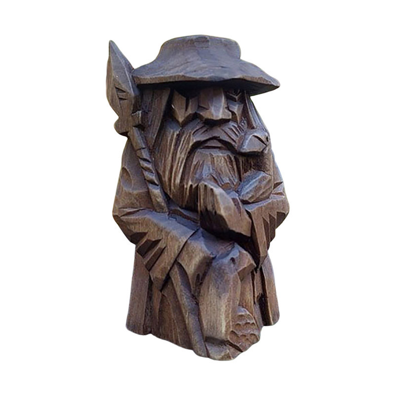 Statuette Viking en bois dieux nordiques Odin — vue 2