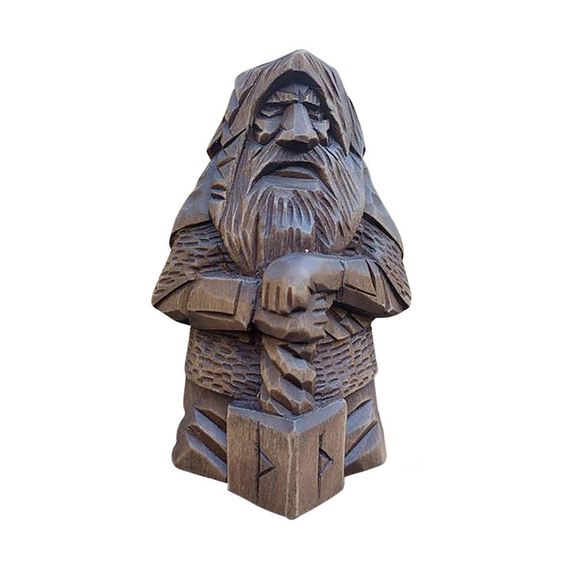 Statuette Viking en bois dieux nordiques Thor — vue 2