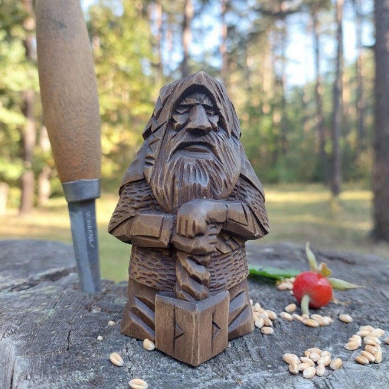 Statuette Viking en bois dieux nordiques Thor