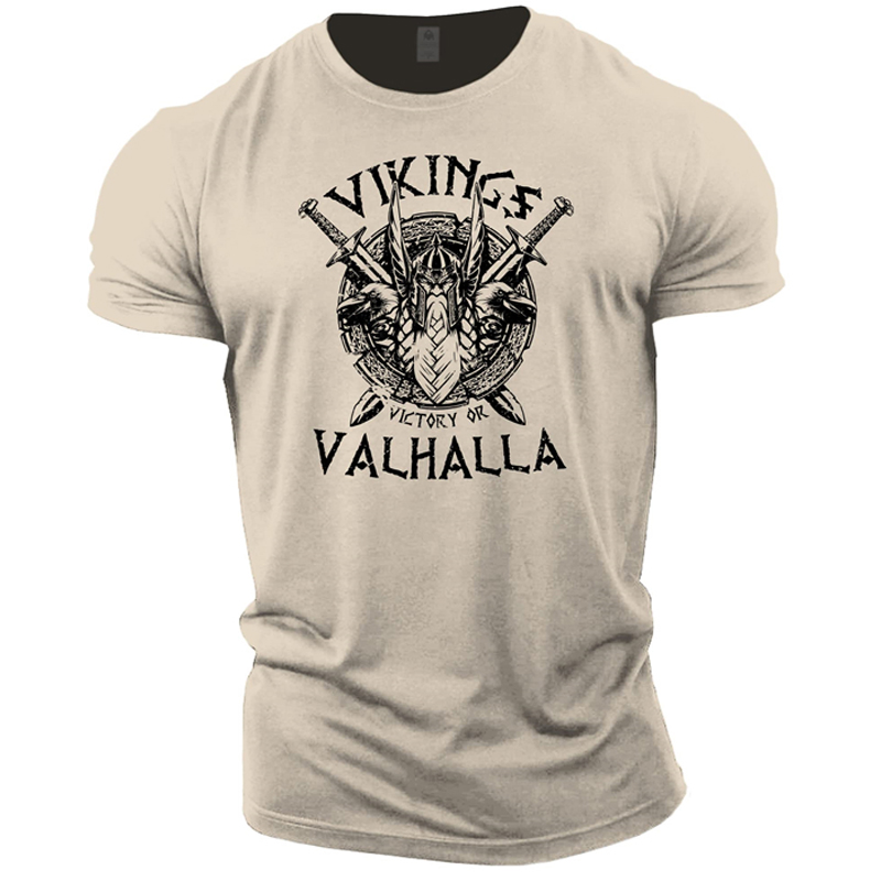 T-shirt Viking victory or valhalla beige