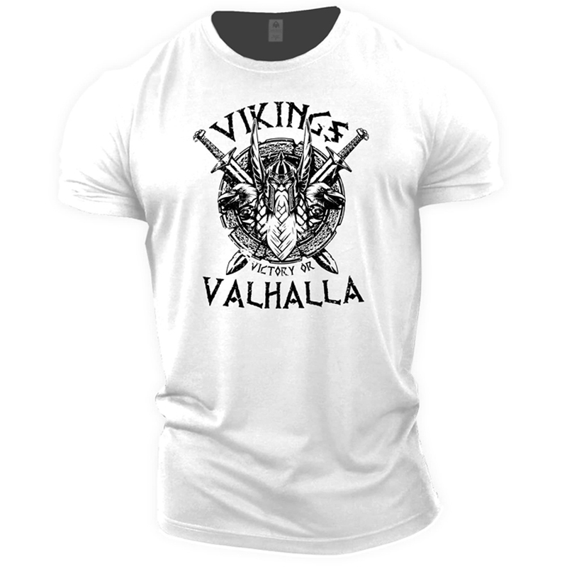 T-shirt Viking victory or valhalla blanc