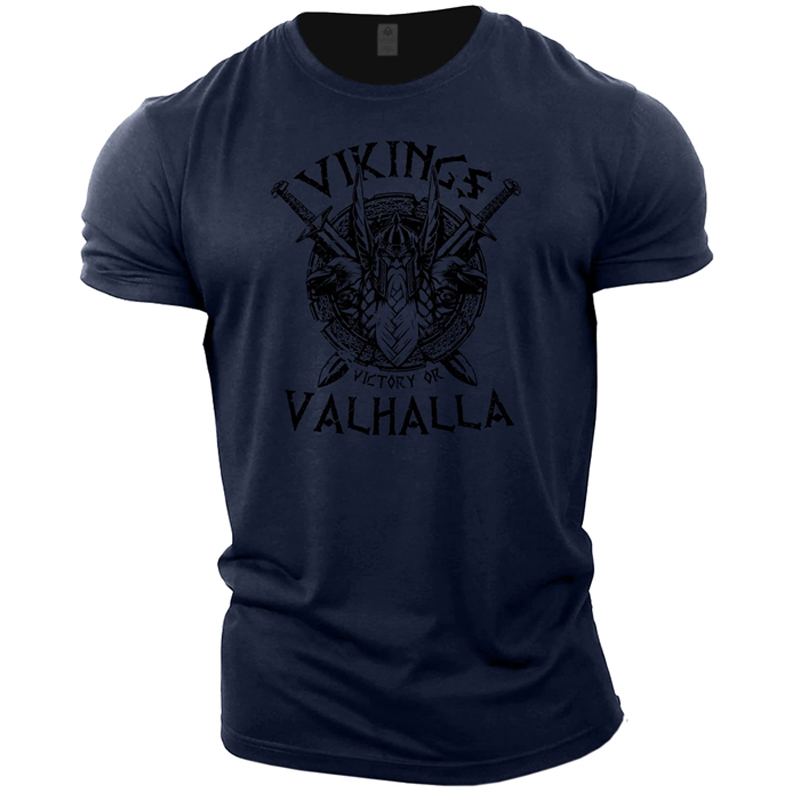 T-shirt Viking victory or valhalla bleu foncé