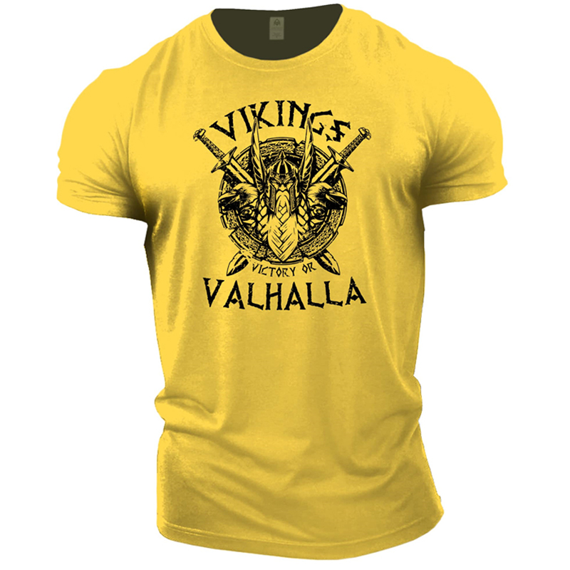 T-shirt Viking victory or valhalla jaune
