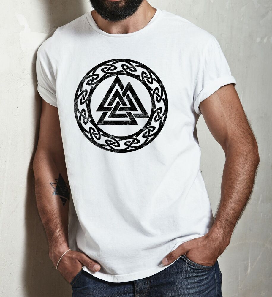 T-shirt viking Valknut rune blanc