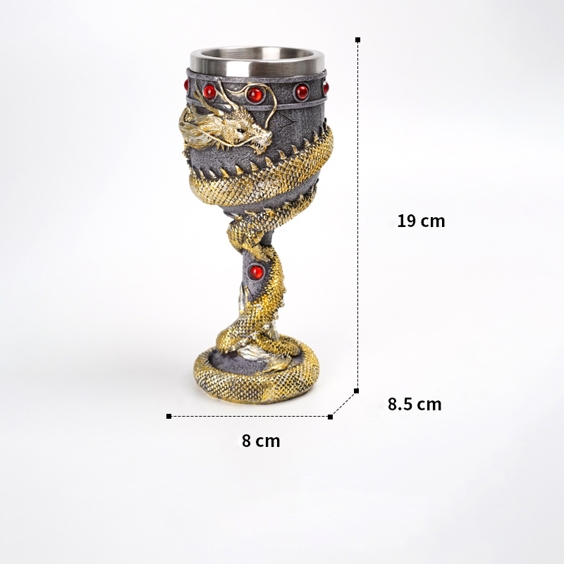 Verre viking dragon doré — vue 3