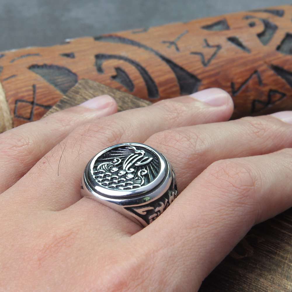 Bague viking drakkar — vue 3