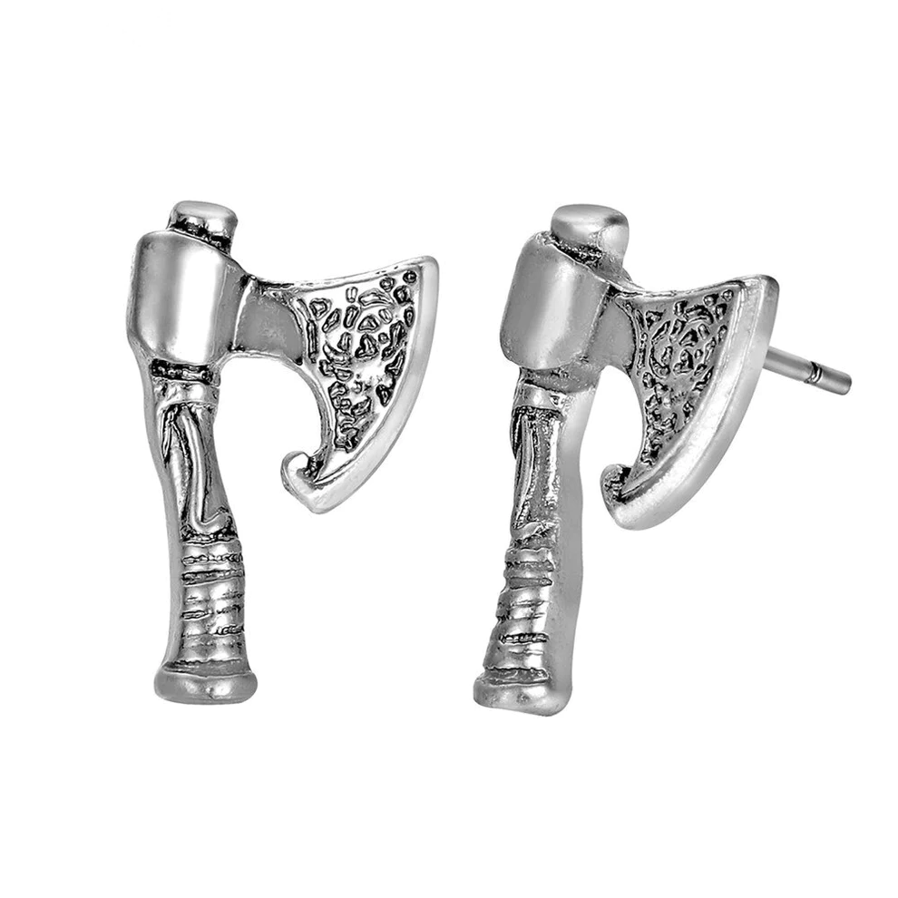 Boucles d'Oreilles Viking Haches Argentées