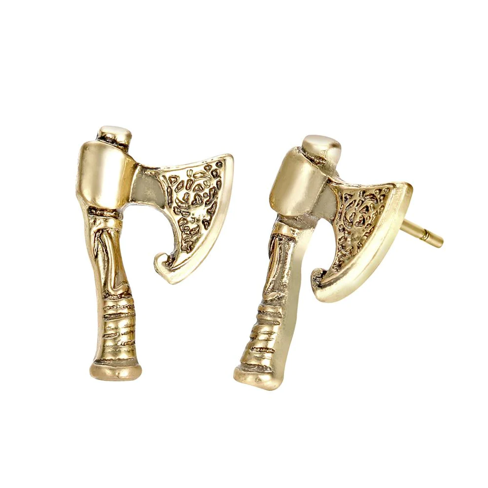 Boucles d'Oreilles Viking Haches Dorées