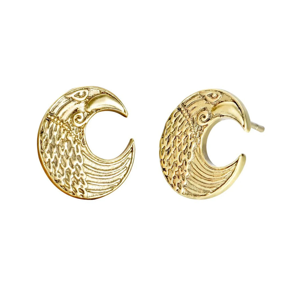 Boucles d'Oreilles Viking Hugin &amp; Munin Dorées