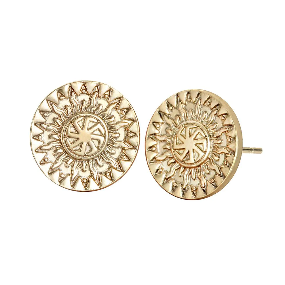 Boucles d'Oreilles Viking Kolovrat dans le Soleil Dorées