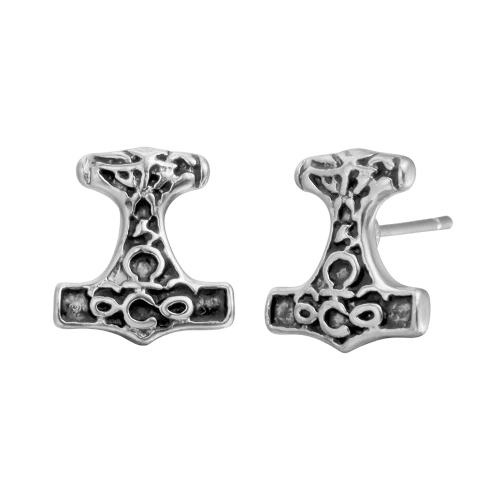 Boucles d'Oreilles Viking Mjöllnir Argentées