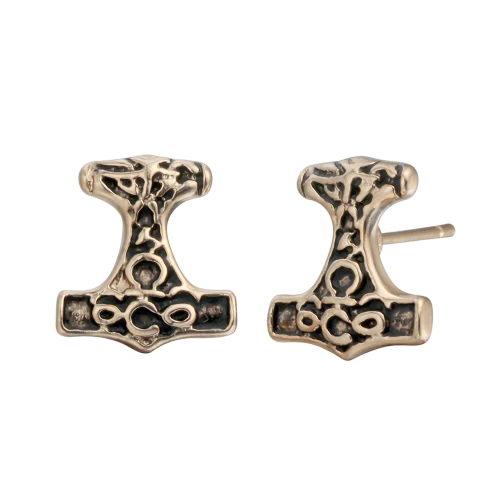 Boucles d'Oreilles Viking Mjöllnir Dorées