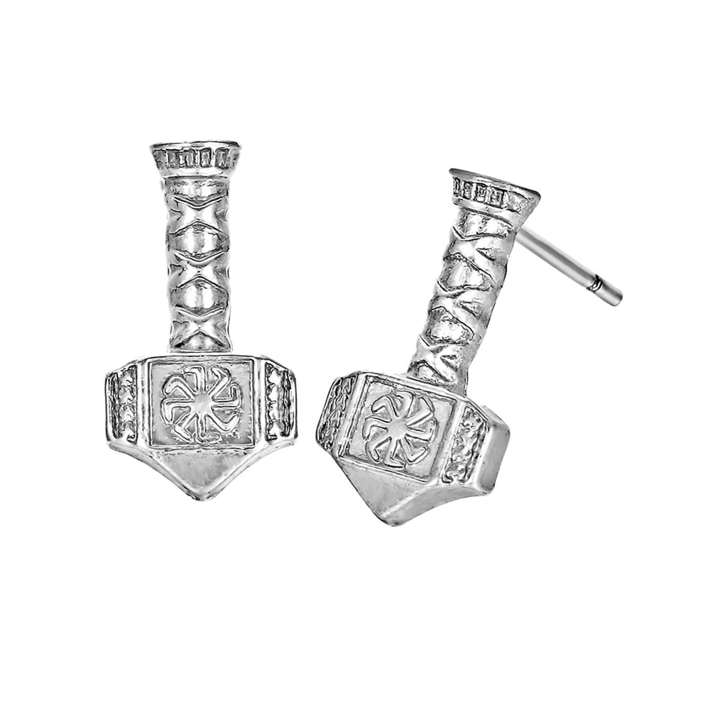 Boucles d’Oreilles Viking Mjöllnir avec Kolovrat Argentées