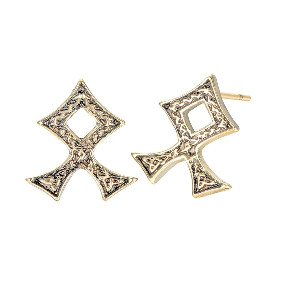 Boucles d'Oreilles Viking Rune Othala Dorées