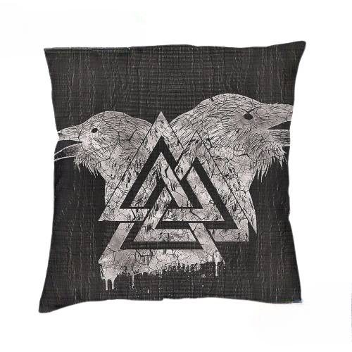 Coussin Viking Valknut et Corbeaux