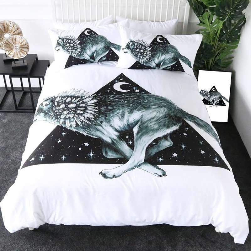 HOUSSE DE COUETTE LOUP MOTIFS CRISTALLISÉS