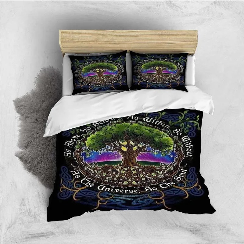 Housse de couette viking arbre de vie coloré