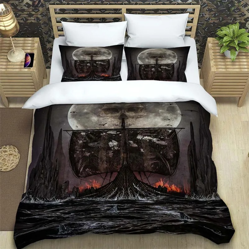 Housse de couette viking drakkar dans la mer