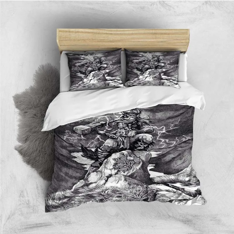 Housse de couette viking guerrier nordique