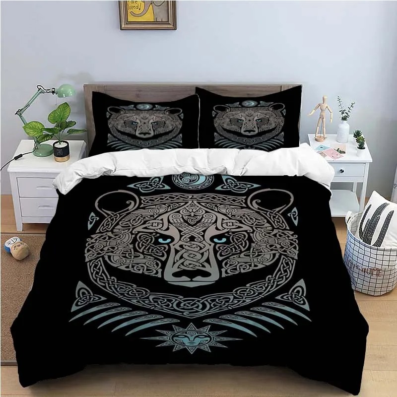 Housse de couette viking ours nordique