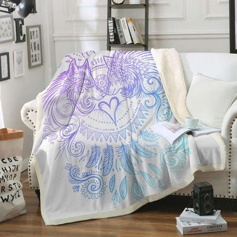 PLAID LOUP AMOUREUX blanc