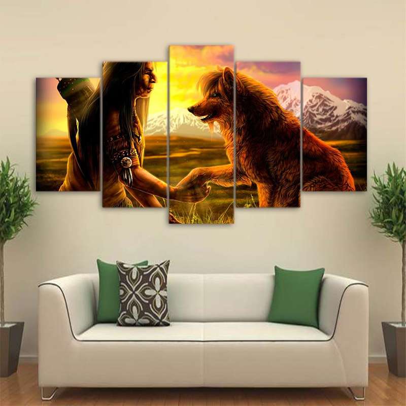 TABLEAU LOUP "INDIEN SAUVAGE"