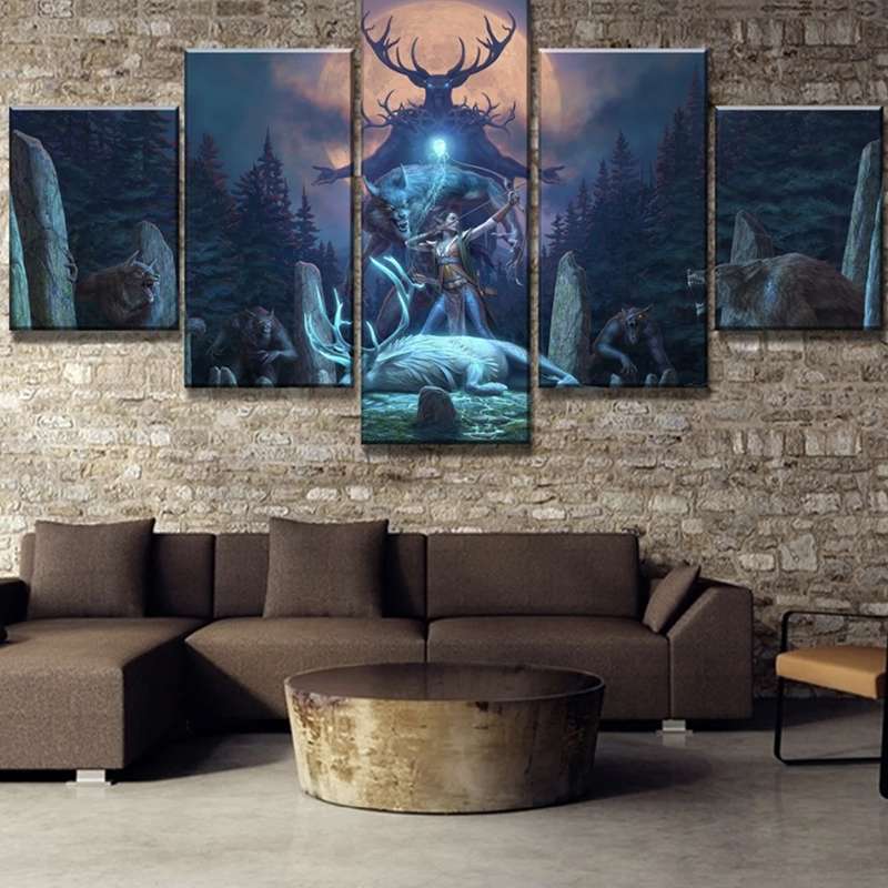 TABLEAU LOUP CERF LÉGENDAIRE