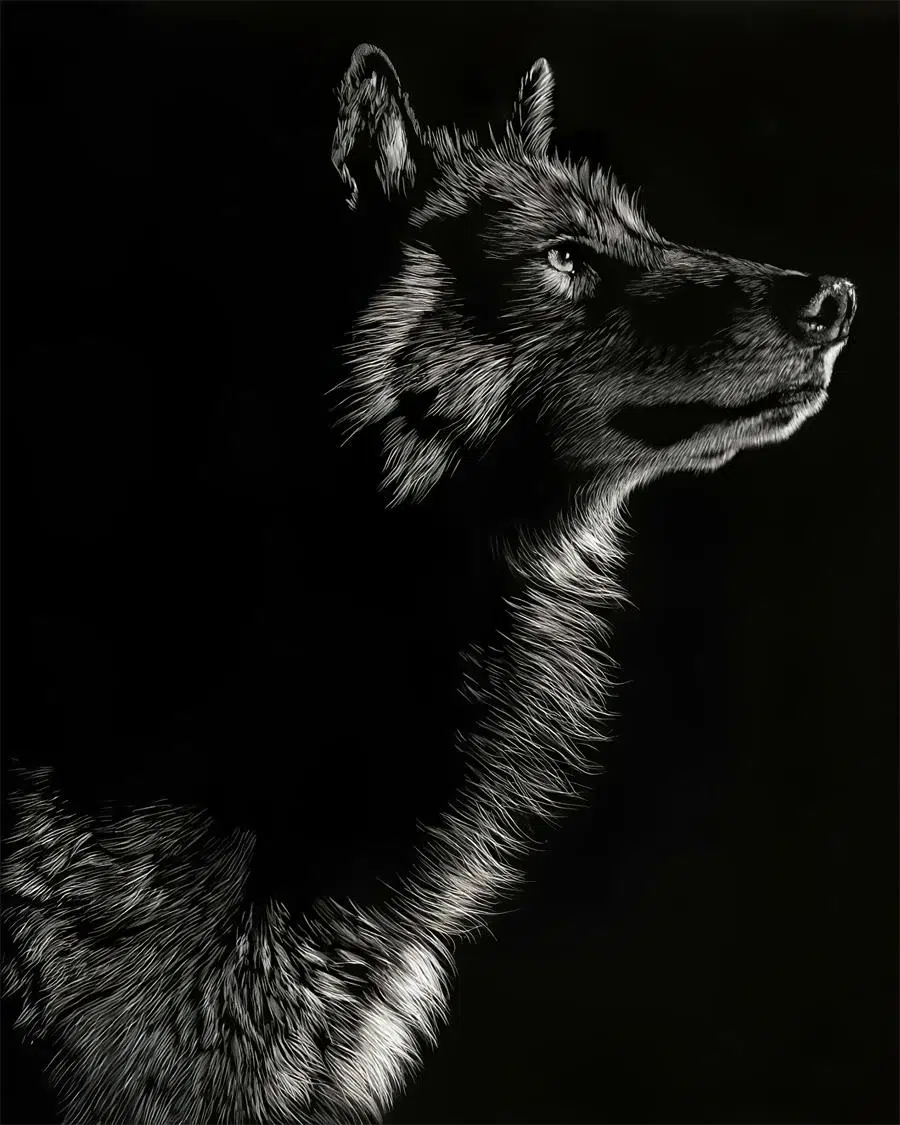 TABLEAU LOUP NOIR MAJESTUEUX — vue 3