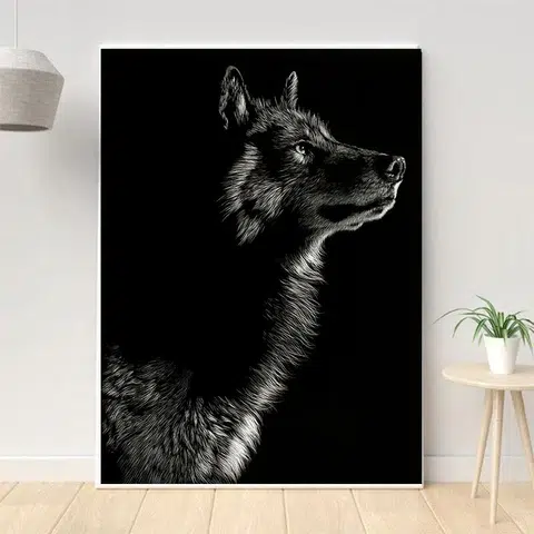 TABLEAU LOUP NOIR MAJESTUEUX — vue 2