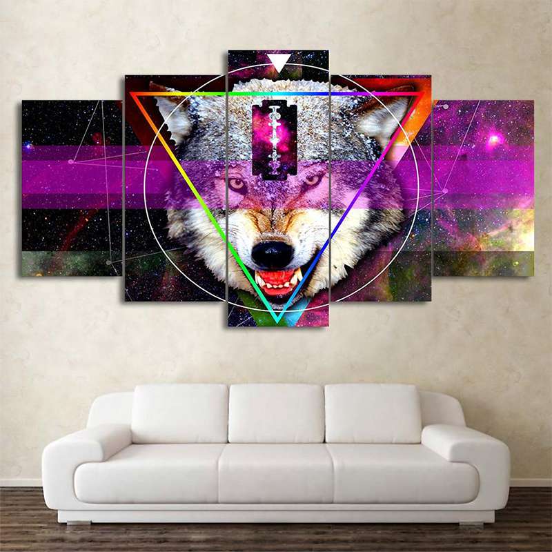 TABLEAU LOUP TÊTE GÉOMÉTRIQUE