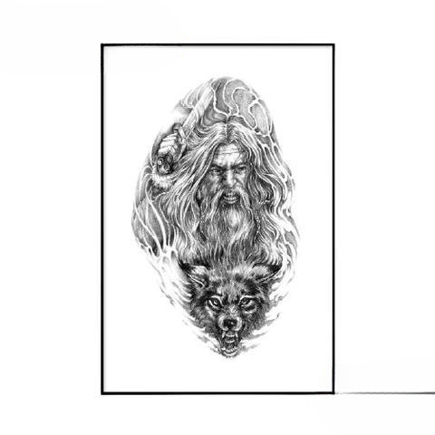 Tableau Guerrier Nordique | Noir et Blanc