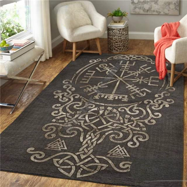 Tapis Boussole Scandinave | Noir et Gris