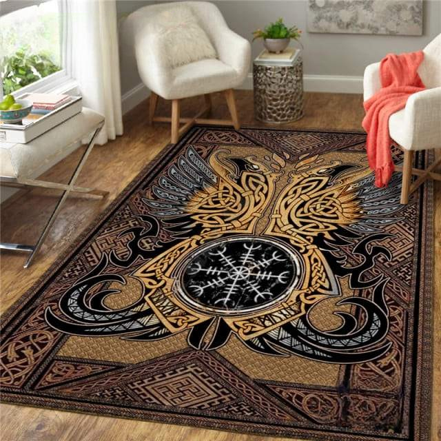 Tapis Boussole Viking | Marron et Or