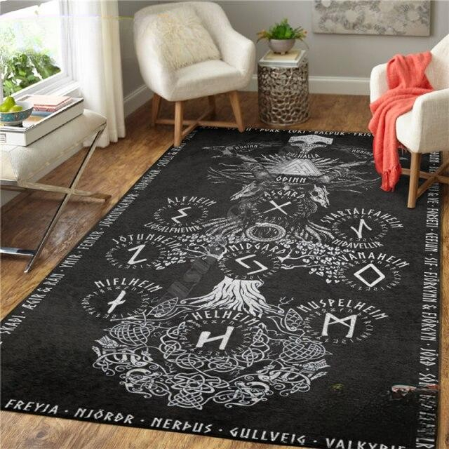 Tapis Dieux Vikings | Noir et Blanc