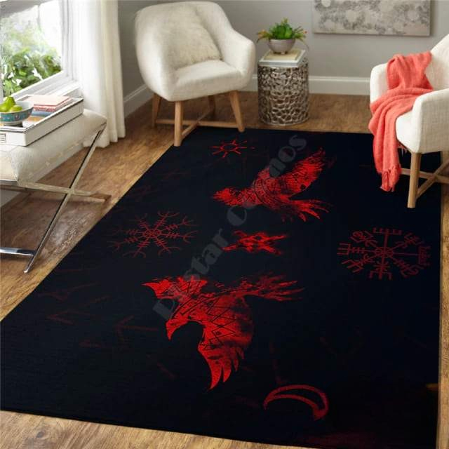 Tapis Mythologie Viking | Noir et Rouge