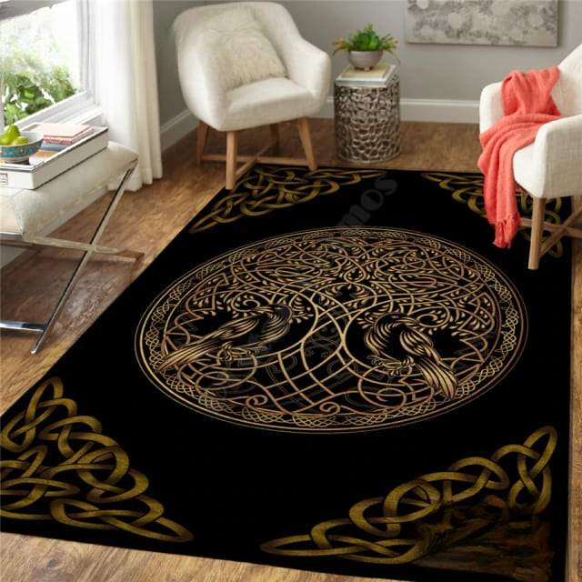 Tapis Viking Arbre De Vie | Noir et Or